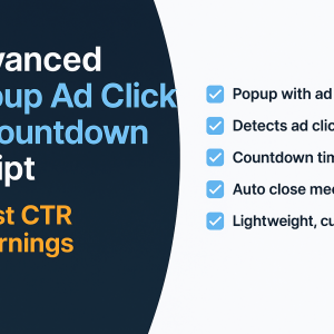 Advanced Popup Ad Click & Countdown Script – Boost CTR & Earnings