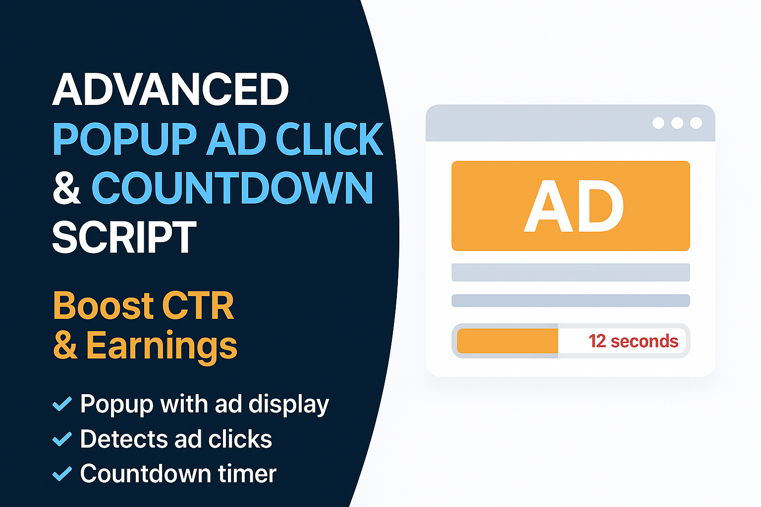 Advanced Popup Ad Click & Countdown Script – Boost CTR & Earnings