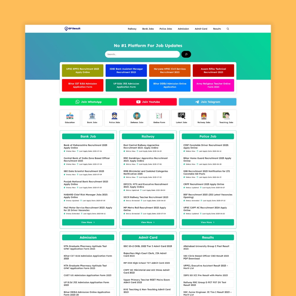 GP Result – Lightweight Sarkari Result WordPress Template for GeneratePress